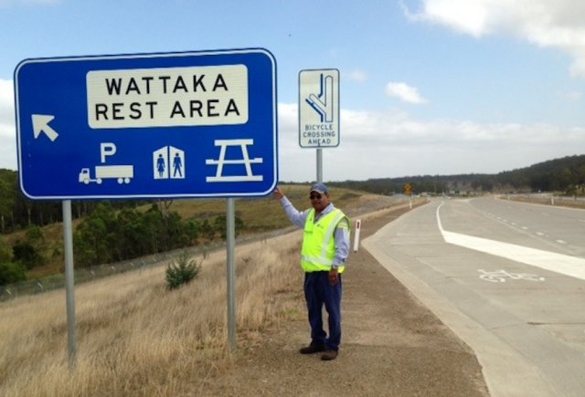 Laurie Perry at Wattaka (campsite) Rest Area, Hunter Expressway near Kurri Kurri 2014